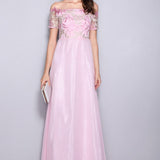 Women's Runway Designer Dresses Sexy Slash Neck Line Embroidery Bodice Patchwork Fashion Prom Long Party Dresses