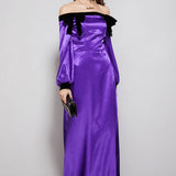 Women's Party Prom Dresses Slash Neckline Long Sleeves Bow Detailing Elegant Maxi Designer Fashion Dresses