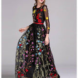 Embroidery Layered Floral Maxi Dresses