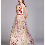 Embroidery Layered Floral Maxi Dresses