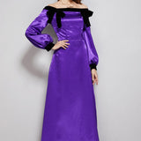 Women's Party Prom Dresses Slash Neckline Long Sleeves Bow Detailing Elegant Maxi Designer Fashion Dresses