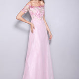 Women's Runway Designer Dresses Sexy Slash Neck Line Embroidery Bodice Patchwork Fashion Prom Long Party Dresses