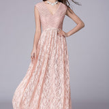 Lace Patchwork Elegant Party Prom Floor Length Runway Dresses