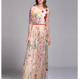 Embroidery Layered Floral Maxi Dresses