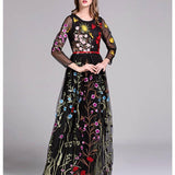 Embroidery Layered Floral Maxi Dresses
