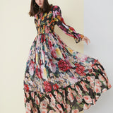 Floral Printed Ruffles Elegant Designer Casual Holiday Maxi Dresses