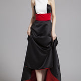 Women's Runway Designer Dresses Sexy Spaghetti Stripes Patchwork Color Block Fashion Hi-Low Party Prom Long Dresses