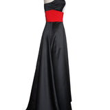 Women's Runway Designer Dresses Sexy Spaghetti Stripes Patchwork Color Block Fashion Hi-Low Party Prom Long Dresses