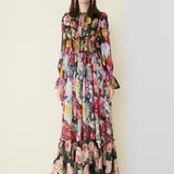 Floral Printed Ruffles Elegant Designer Casual Holiday Maxi Dresses