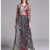 Embroidery Layered Floral Maxi Dresses