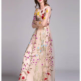 Embroidery Layered Floral Maxi Dresses