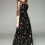 Spring Summer Women's O Neck Long Sleeves Maxi Dresses