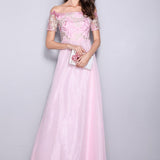 Women's Runway Designer Dresses Sexy Slash Neck Line Embroidery Bodice Patchwork Fashion Prom Long Party Dresses