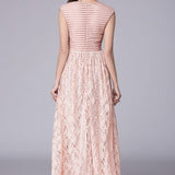 Lace Patchwork Elegant Party Prom Floor Length Runway Dresses