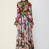 Floral Printed Ruffles Elegant Designer Casual Holiday Maxi Dresses