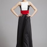 Women's Runway Designer Dresses Sexy Spaghetti Stripes Patchwork Color Block Fashion Hi-Low Party Prom Long Dresses