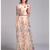 Embroidery Layered Floral Maxi Dresses
