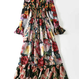 Floral Printed Ruffles Elegant Designer Casual Holiday Maxi Dresses