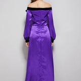 Women's Party Prom Dresses Slash Neckline Long Sleeves Bow Detailing Elegant Maxi Designer Fashion Dresses