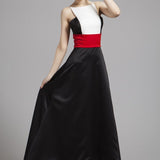 Women's Runway Designer Dresses Sexy Spaghetti Stripes Patchwork Color Block Fashion Hi-Low Party Prom Long Dresses