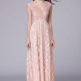 Lace Patchwork Elegant Party Prom Floor Length Runway Dresses