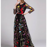 Embroidery Layered Floral Maxi Dresses