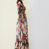 Floral Printed Ruffles Elegant Designer Casual Holiday Maxi Dresses