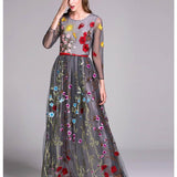 Embroidery Layered Floral Maxi Dresses