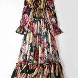 Floral Printed Ruffles Elegant Designer Casual Holiday Maxi Dresses