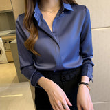 Woman Blouses Satin Top Female Shirts and Blouse Basic Ladies Tops OL Clothing