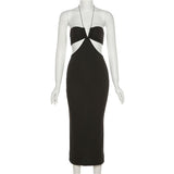 Sexy Cut Out Halter Backless Maxi Dresses