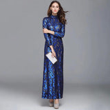 Long Sleeves Sequined Elegant Fashion Party Prom Maxi Gown