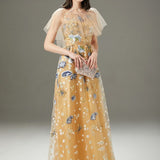 Layered Ruffles Elegant Long Party Prom Dressess