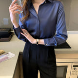 Woman Blouses Satin Top Female Shirts and Blouse Basic Ladies Tops OL Clothing