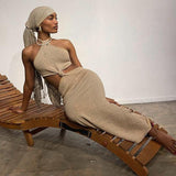 Sexy Vacation Outfits Knitted Halter Maxi Dresses