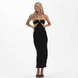 Sexy Cut Out Halter Backless Maxi Dresses