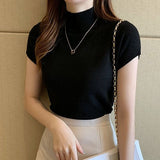 Half Turtleneck Short Sleeve Korean Style Top