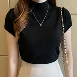 Half Turtleneck Short Sleeve Korean Style Top