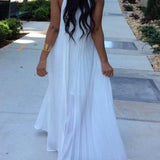 Halter White Pleated Maxi Dress