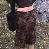 Harajuku Vintage Grunge Aesthetic Floral Print Skirt