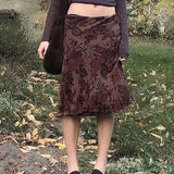 Harajuku Vintage Grunge Aesthetic Floral Print Skirt