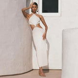 Sexy Vacation Outfits Knitted Halter Maxi Dresses