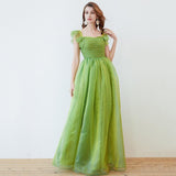 Bow Detaiing Ruched Bodice Elegant Long Party Prom Dress