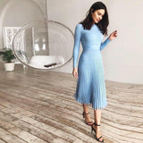 Women Knitted Long Dress Autumn Winter Slim Sleeve Ladies Dresses