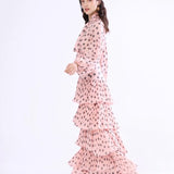 Long Sleeves Floral Printed Ruffles Elegant Casual Maxi Dress