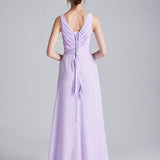 Sexy Split Ruched Lace Up Back Fashion Casual Long Prom Dresses