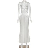 Sexy White Satin Maxi Dresses