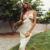 Sexy White Satin Maxi Dresses