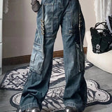 2025 New Street Washed Pocket Y2K Cargo Pants Women High Waist Pants