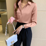 Woman Blouses Satin Top Female Shirts and Blouse Basic Ladies Tops OL Clothing
